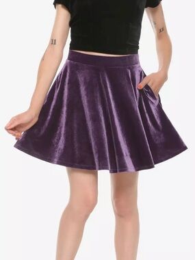 Hot Topic Purple Velvet Skater Skirt